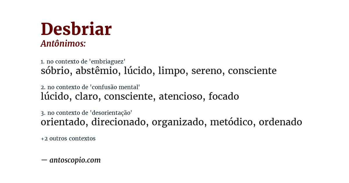 Antônimo de desbriar