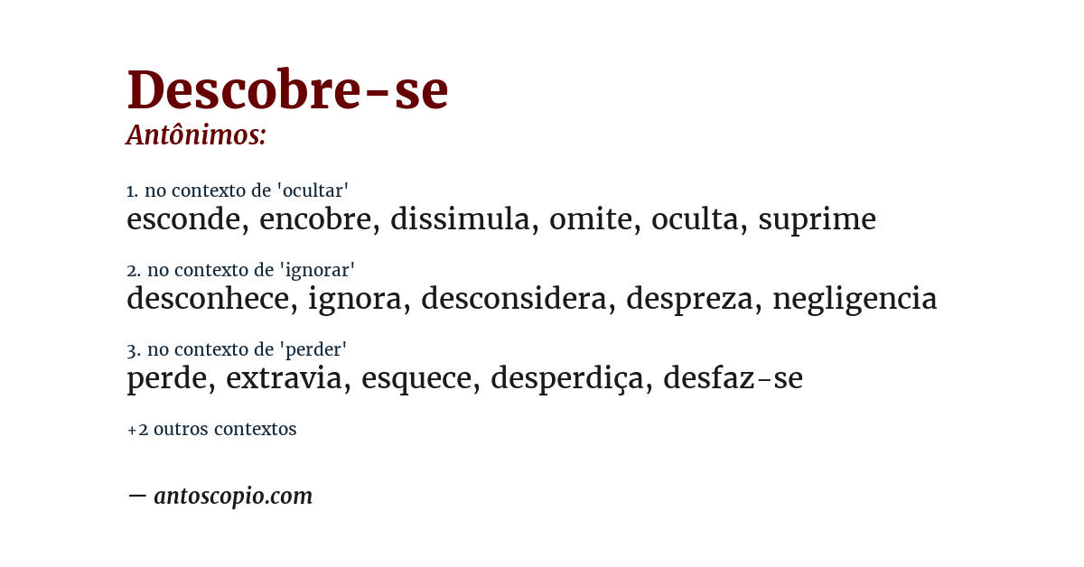 Antônimo de descobre-se