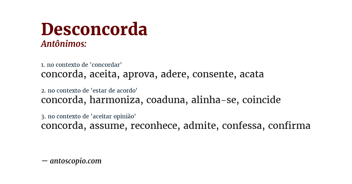 Antônimo de desconcorda