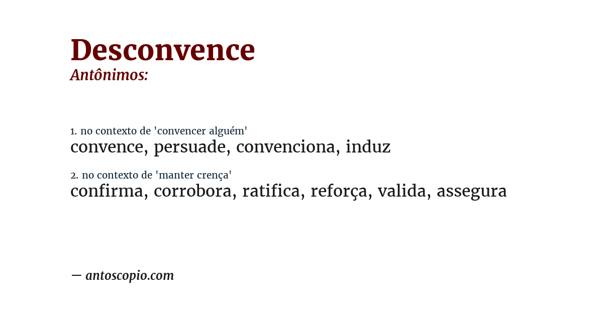 Antônimo de desconvence