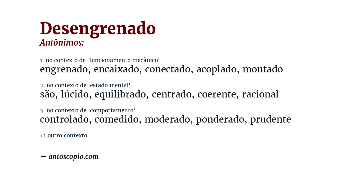 Antônimo de desengrenado