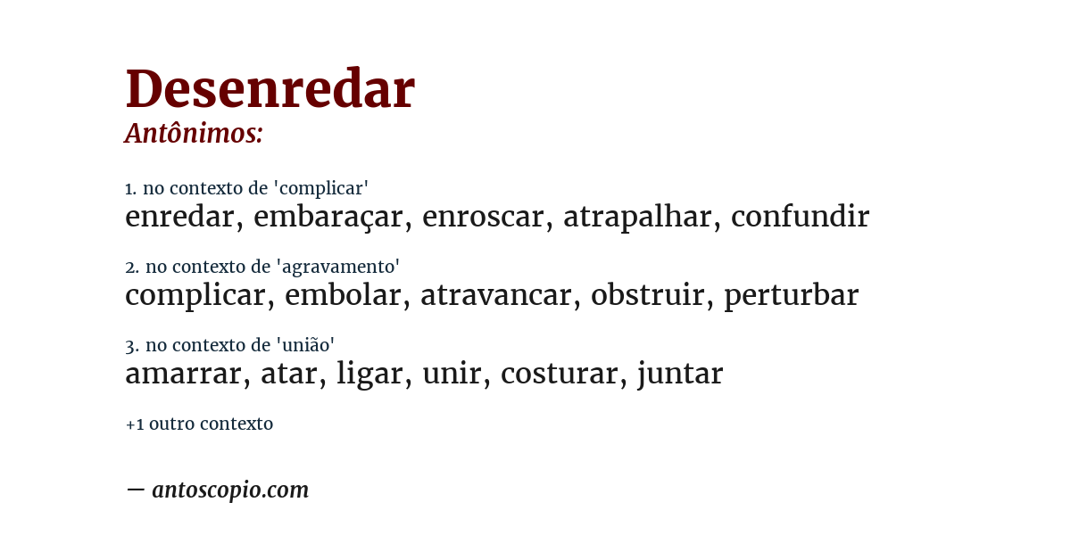 Antônimo de desenredar