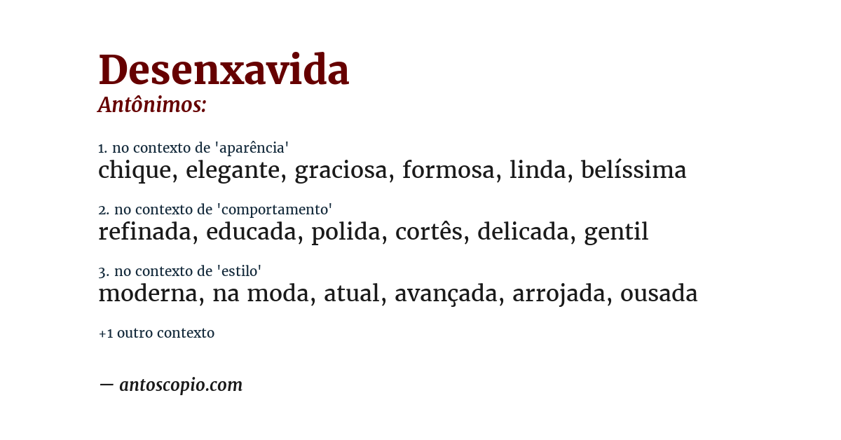 Antônimo de desenxavida