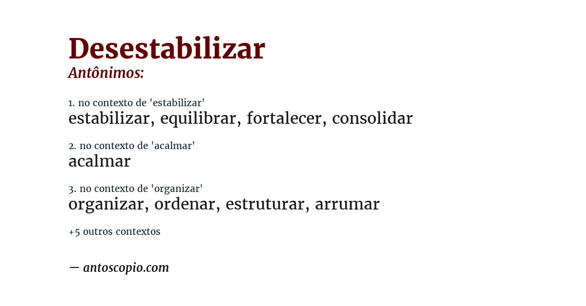 Antônimo de desestabilizar