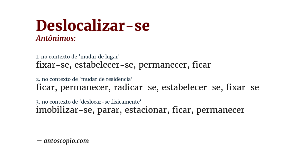 Antônimo de deslocalizar-se