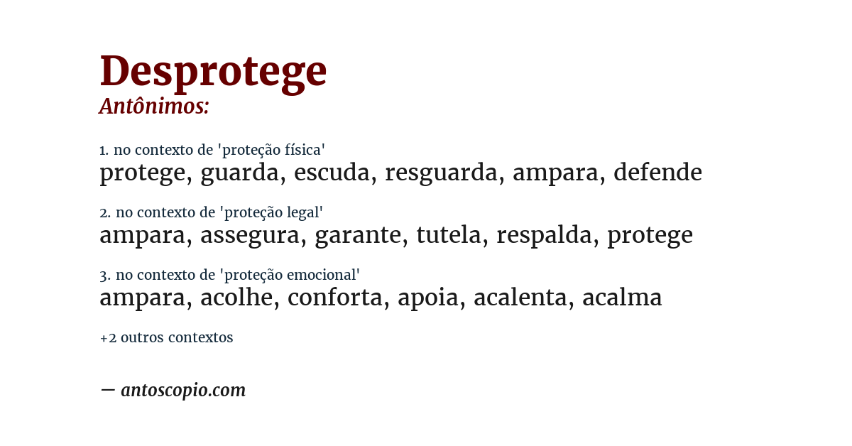Antônimo de desprotege