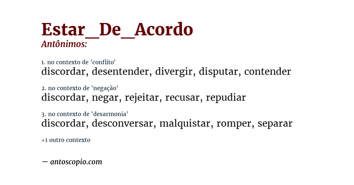 Antônimo de estar_de_acordo