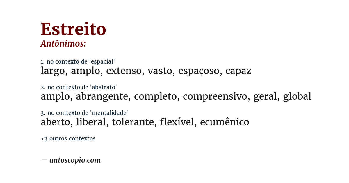 Antônimo de estreito