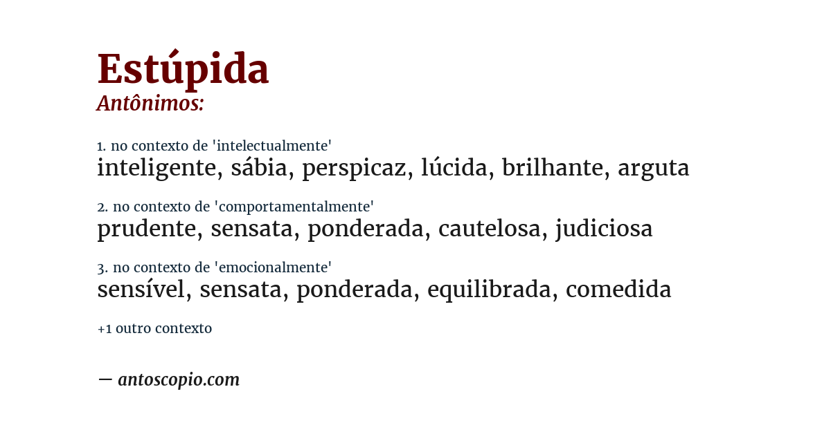 Antônimo de estúpida