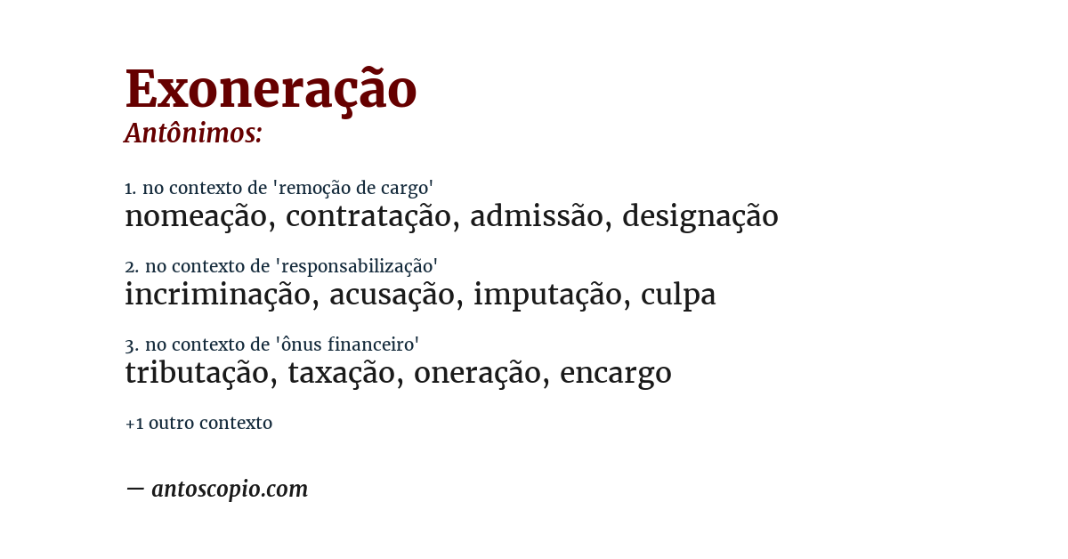 Antônimo de exoneração