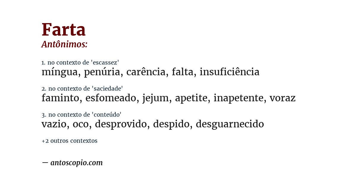 Antônimo de farta