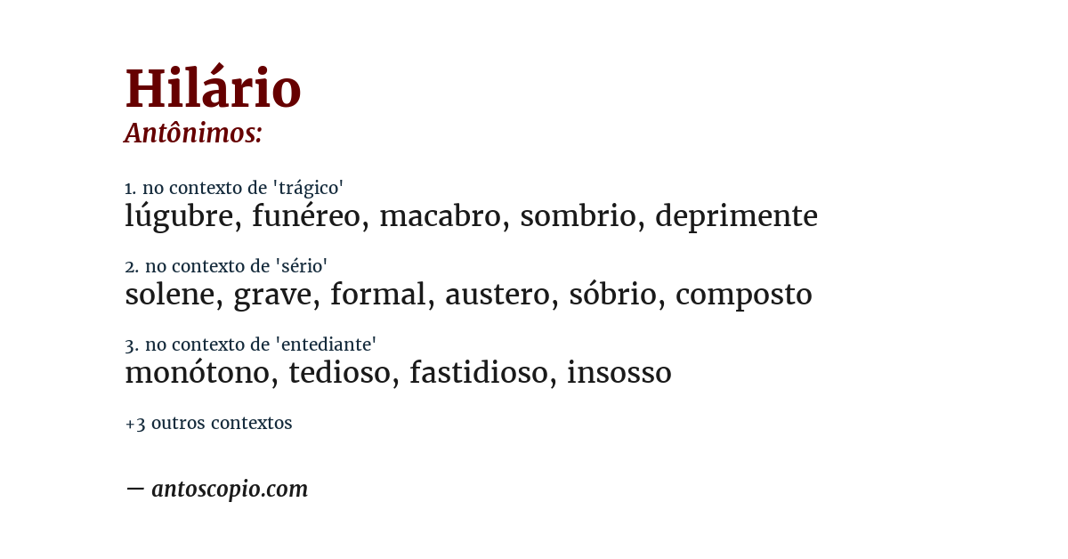 Antônimo de hilário