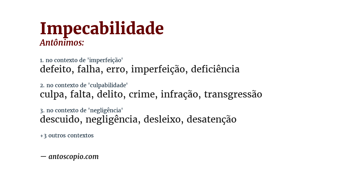 Antônimo de impecabilidade