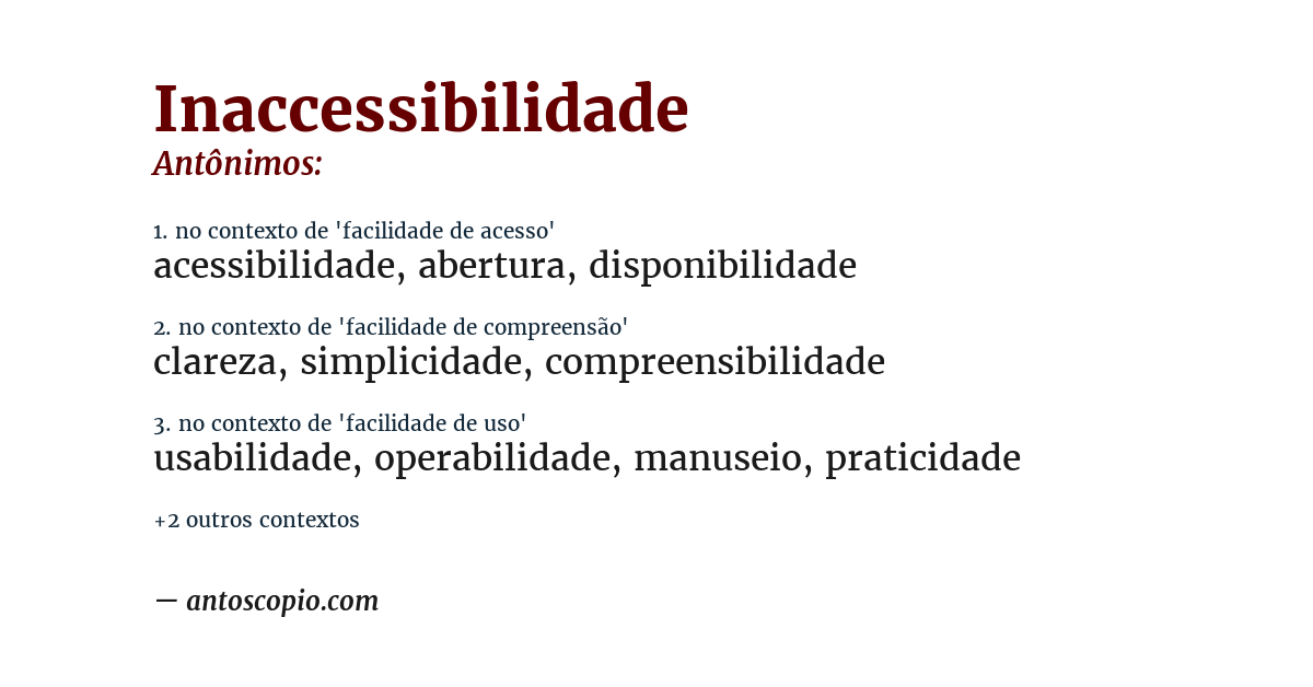 Antônimo de inaccessibilidade