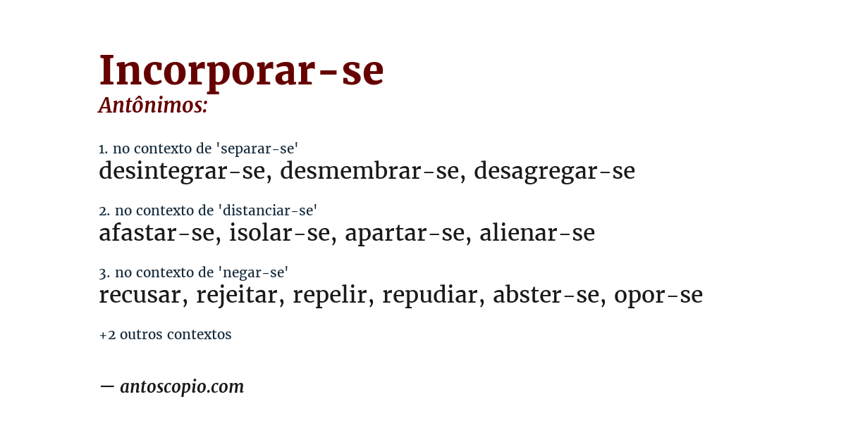 Antônimo de incorporar-se