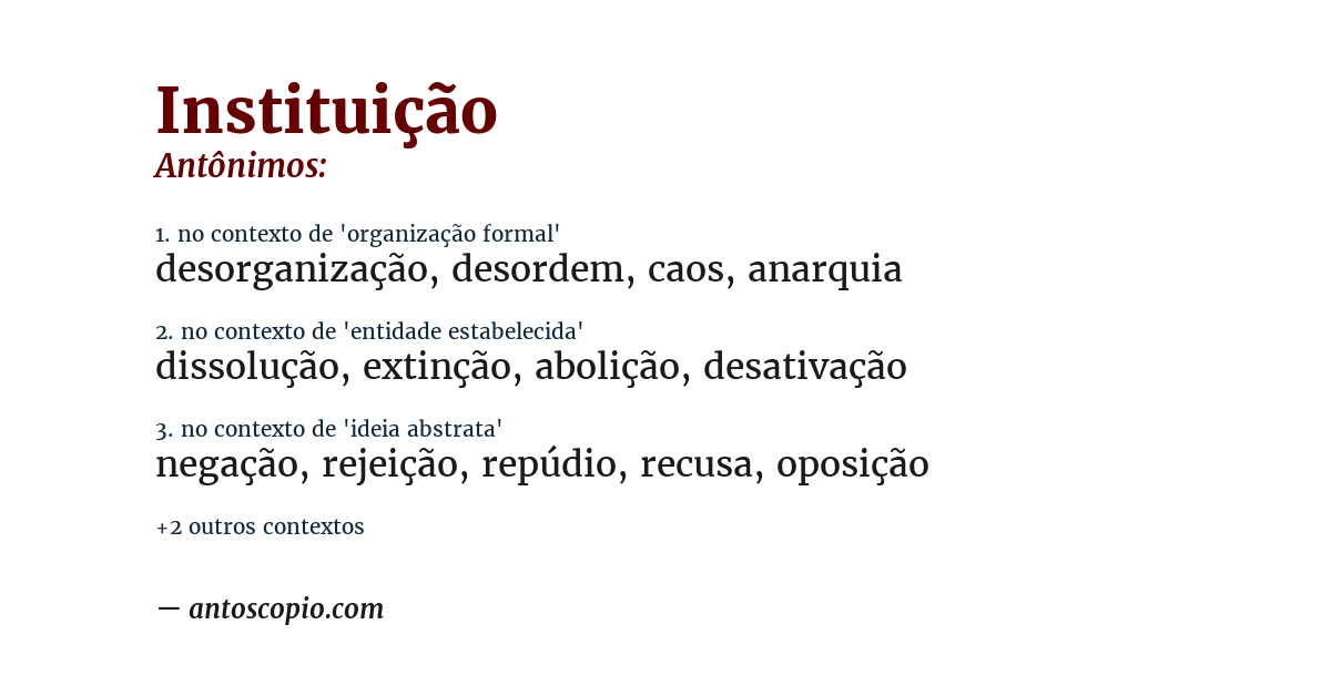 Antônimo de instituição