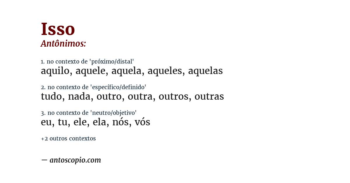 Antônimo de isso