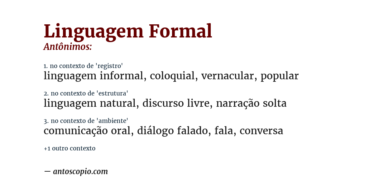 Antônimo de linguagem formal