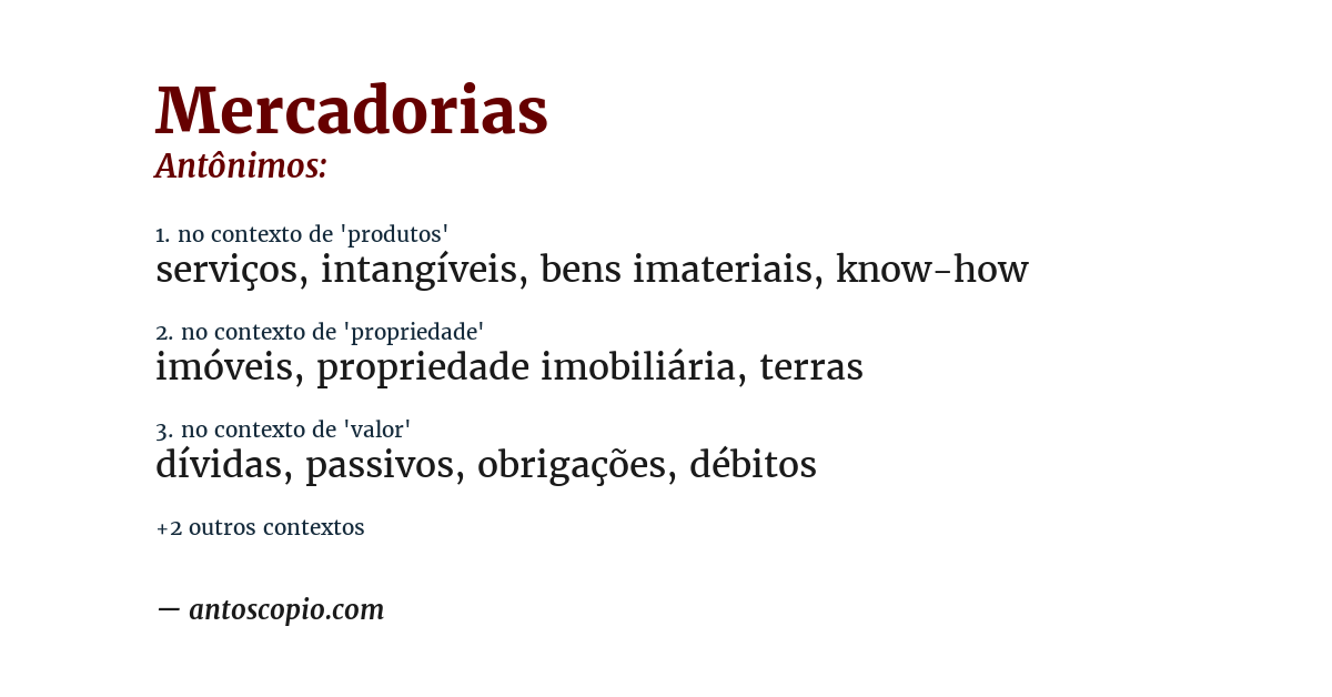 Antônimo de mercadorias