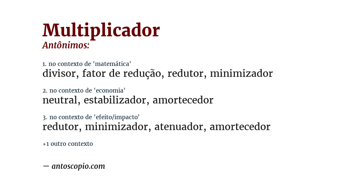 Antônimo de multiplicador
