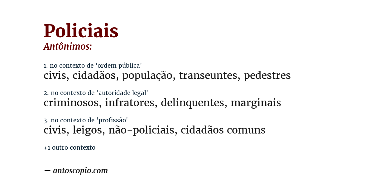Antônimo de policiais