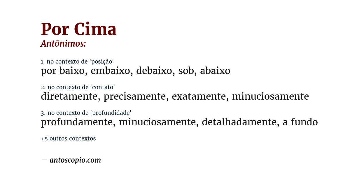 Antônimo de por cima