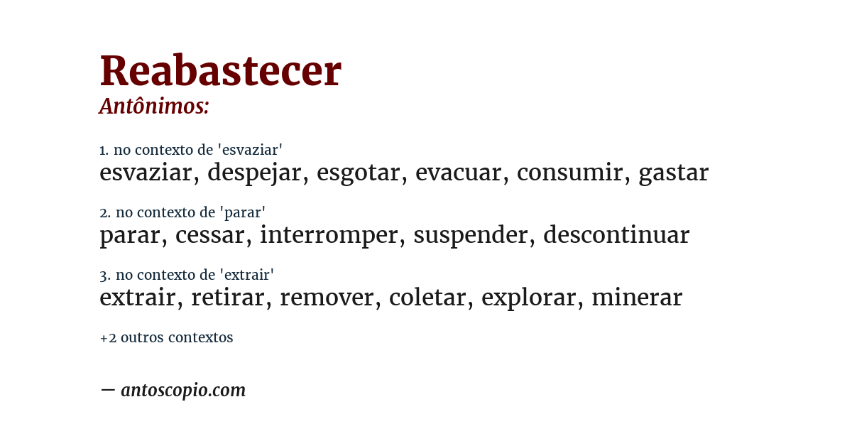 Antônimo de reabastecer