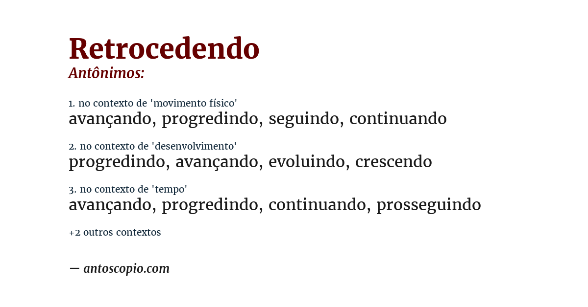Antônimo de retrocedendo