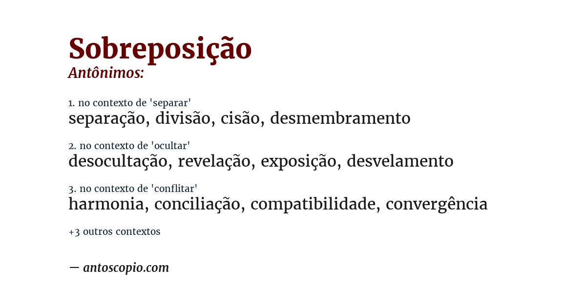 Antônimo de sobreposição