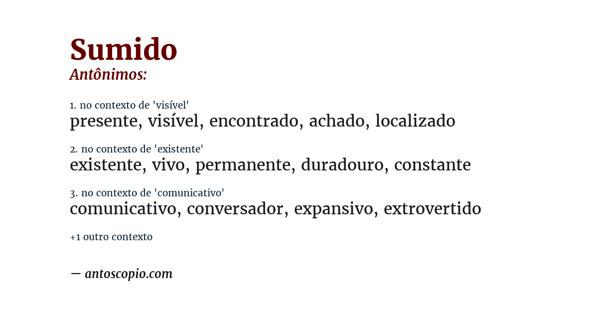 Antônimo de sumido