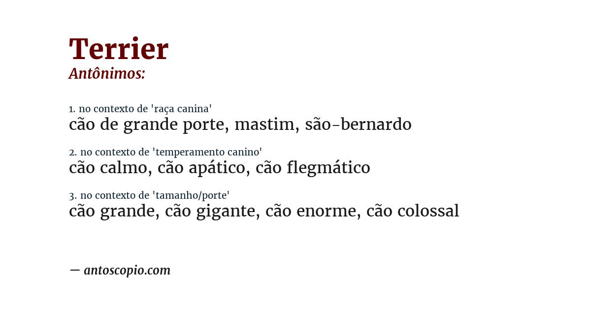 Antônimo de terrier