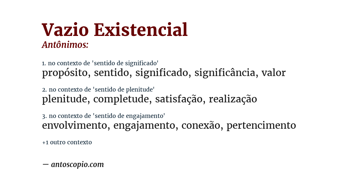 Antônimo de vazio existencial