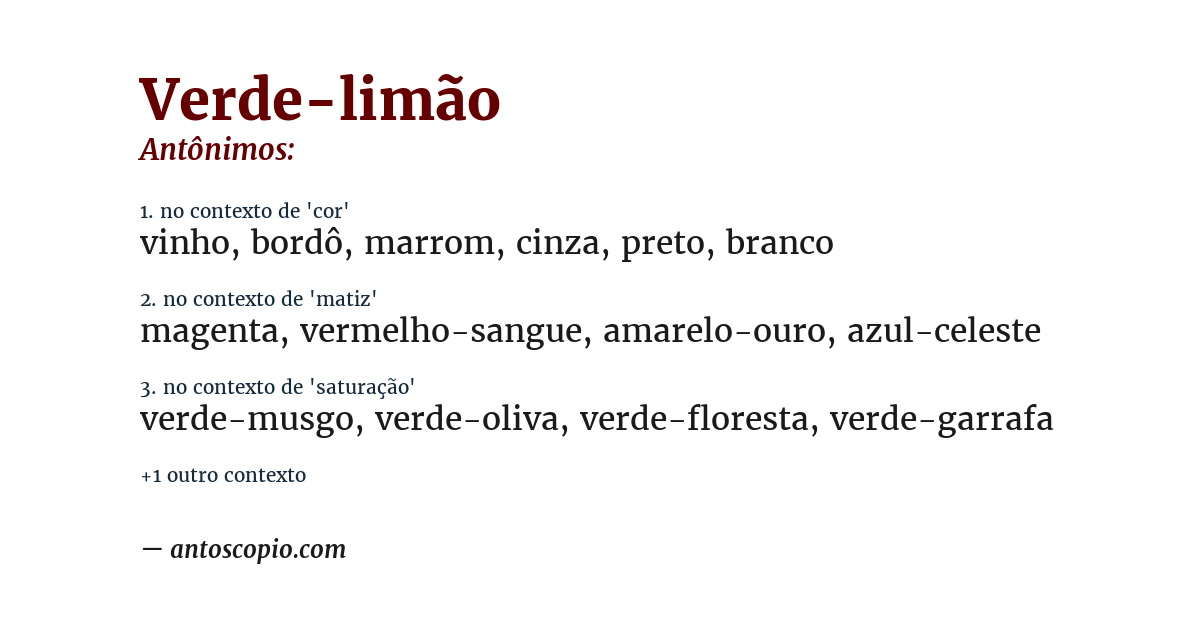 Antônimo de verde-limão