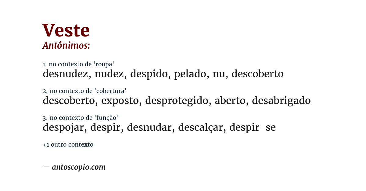 Antônimo de veste