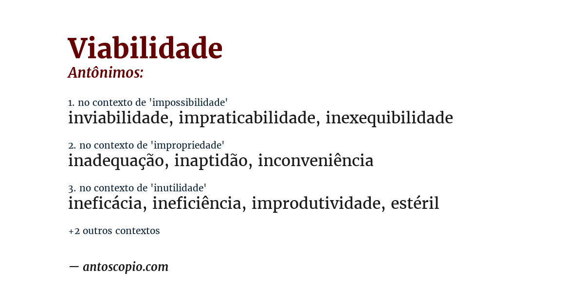 Antônimo de viabilidade