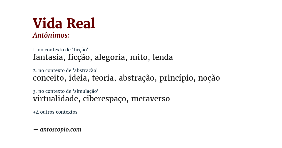 Antônimo de vida real