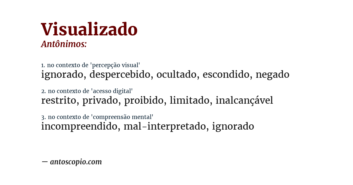 Antônimo de visualizado