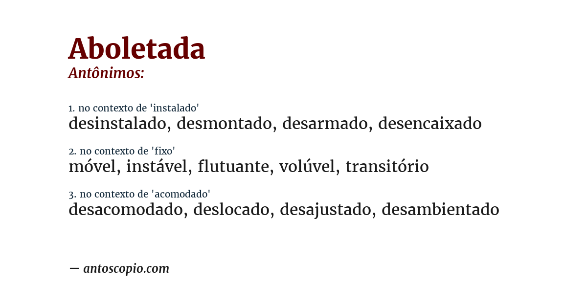 Antônimo de aboletada