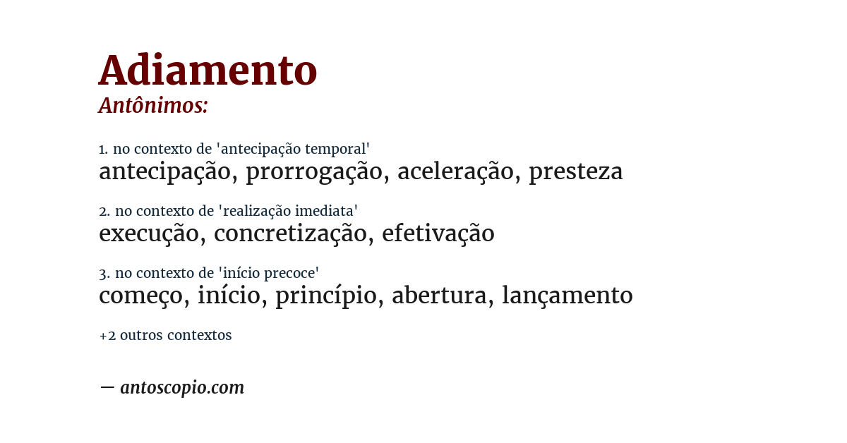 Antônimo de adiamento