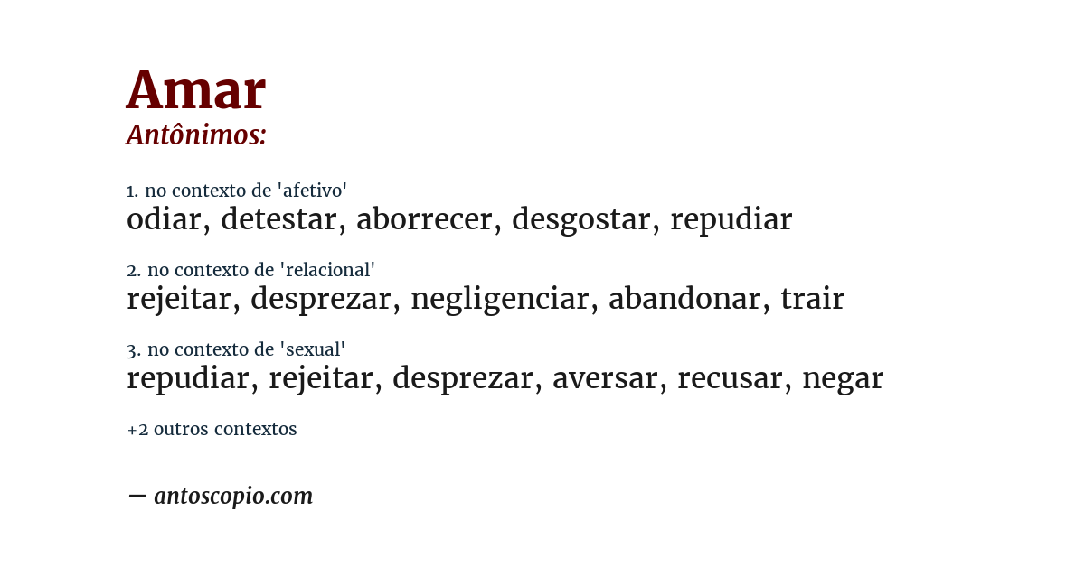 Antônimo de amar