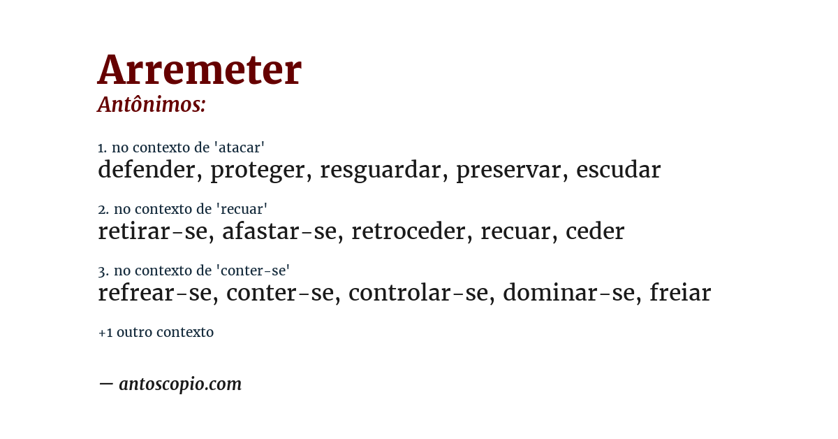 Antônimo de arremeter