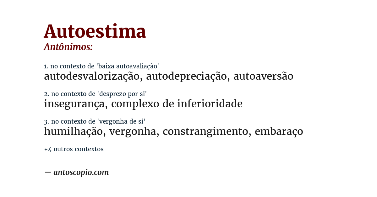 Antônimo de autoestima