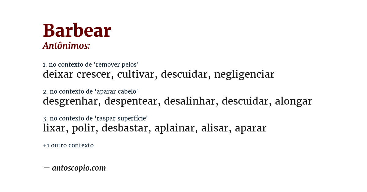 Antônimo de barbear