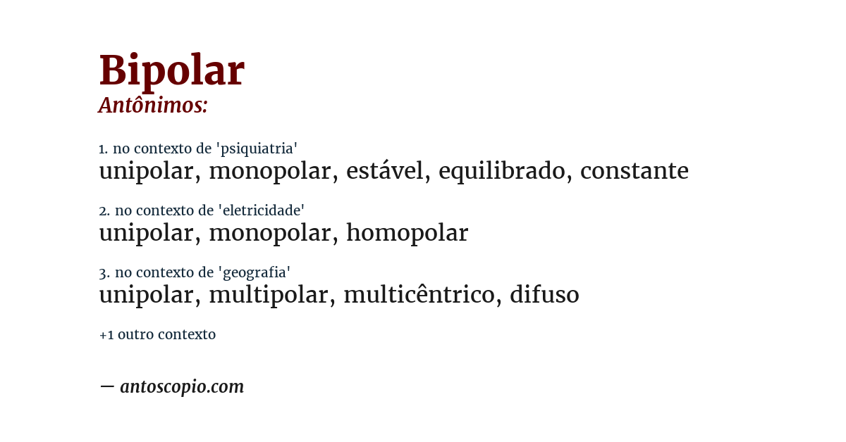 Antônimo de bipolar