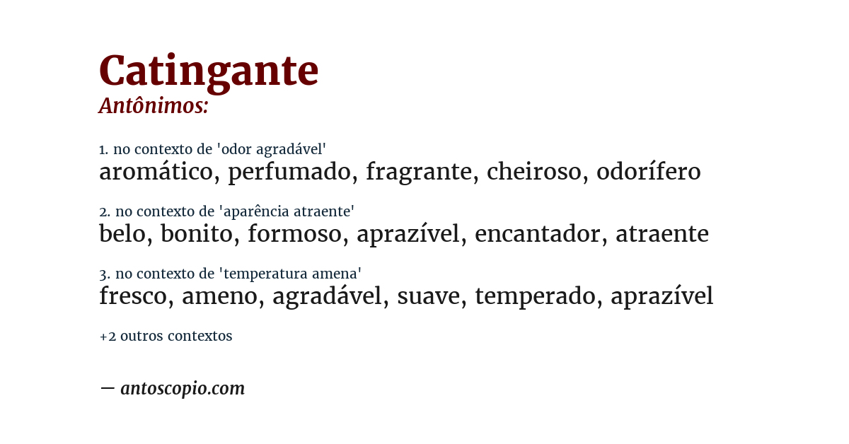 Antônimo de catingante