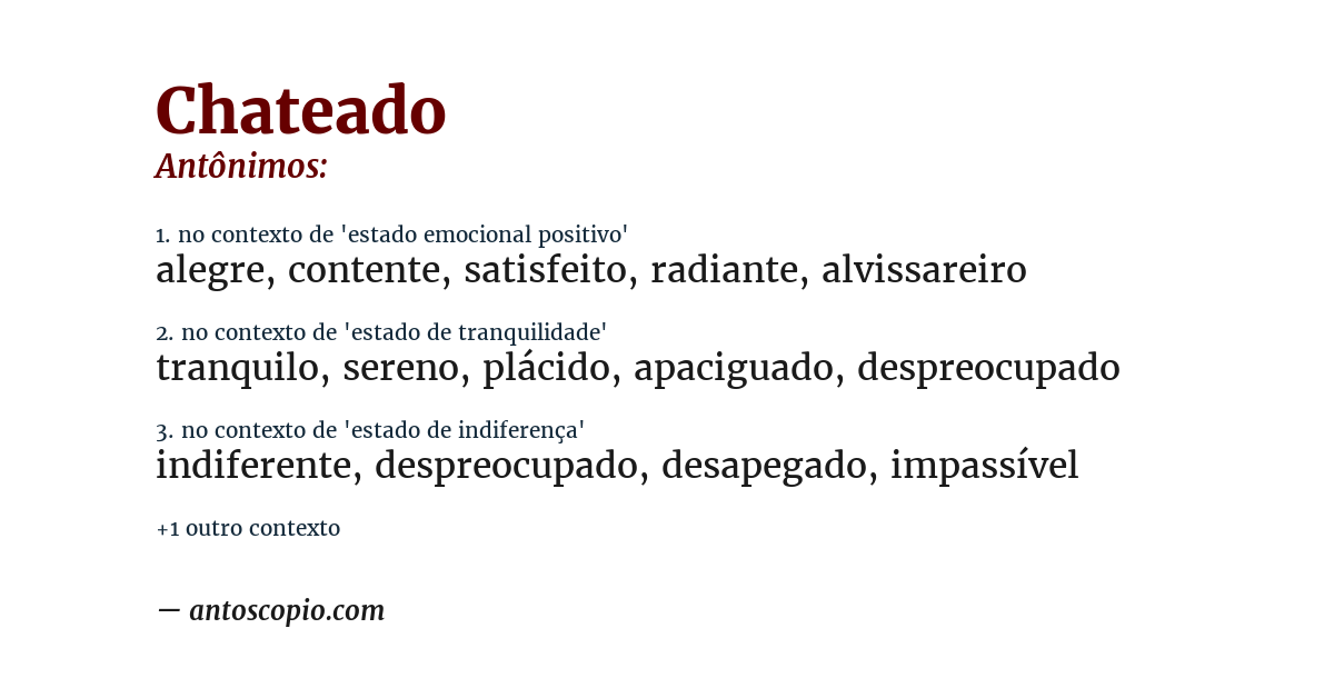 Antônimo de chateado