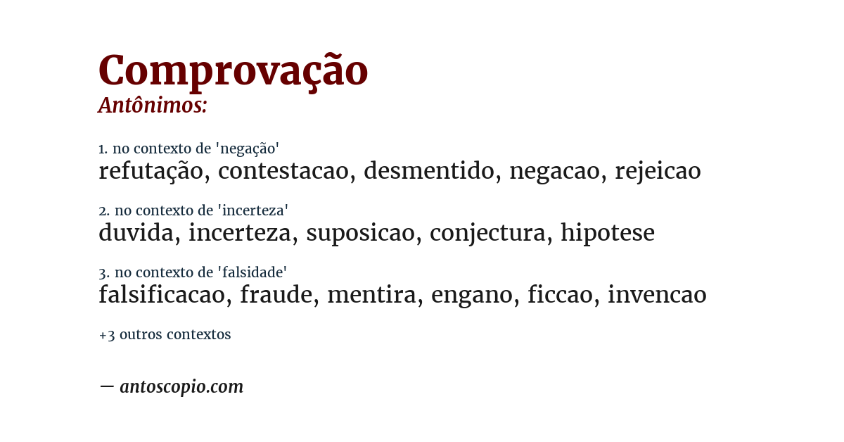 Antônimo de comprovação