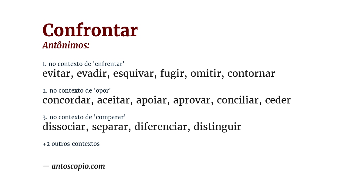 Antônimo de confrontar