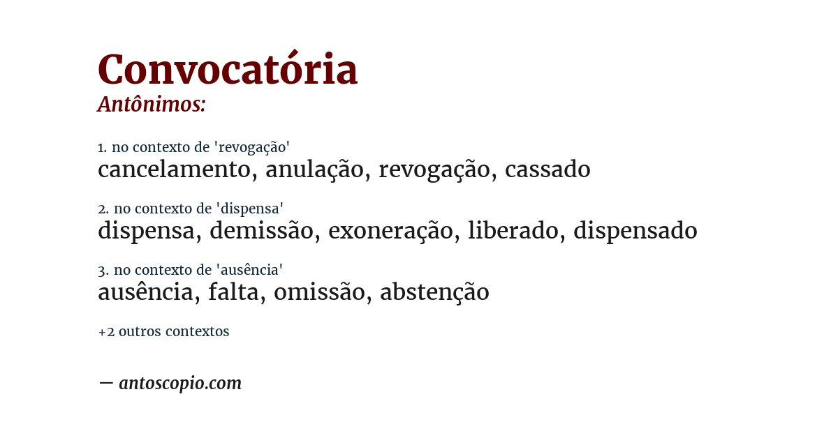Antônimo de convocatória