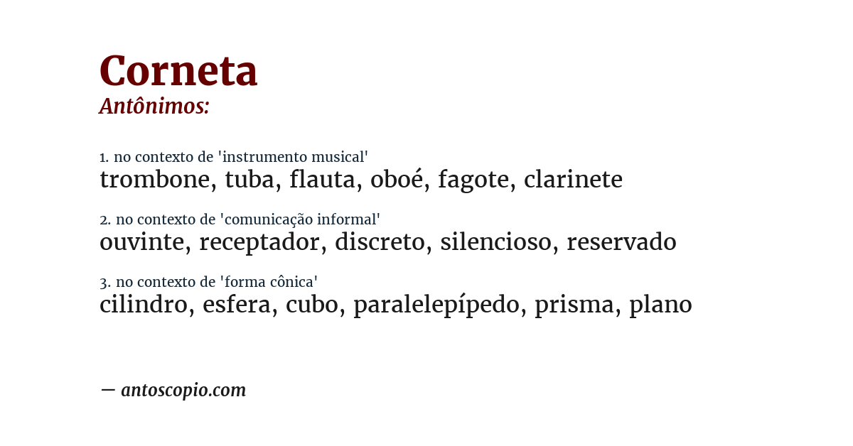 Antônimo de corneta